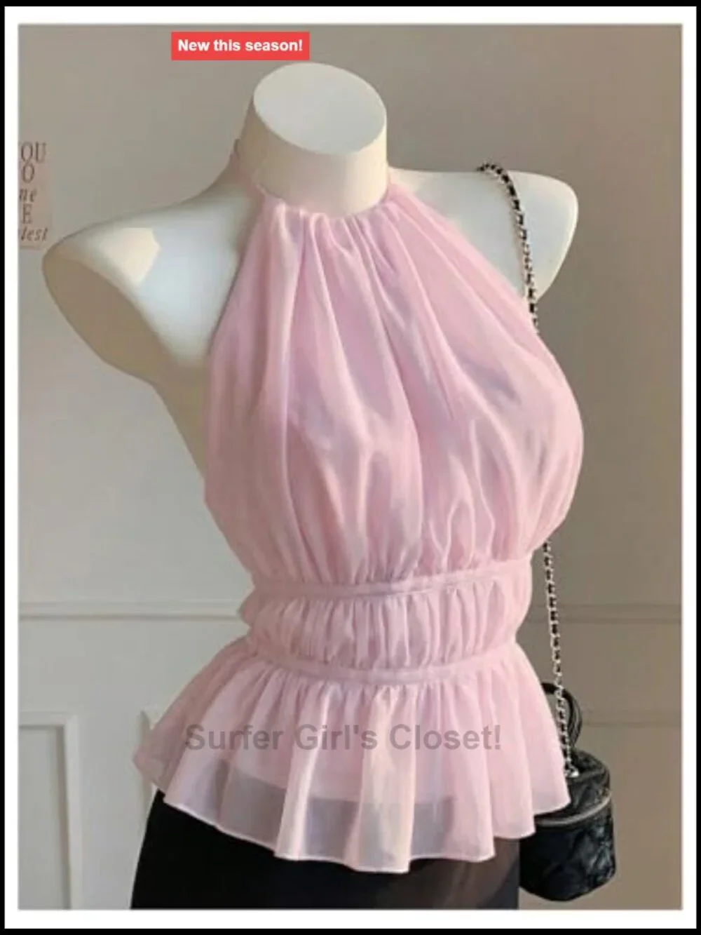 Sleeveless Ruffle Halter Neck Backless Camisole Flowy Summer Top